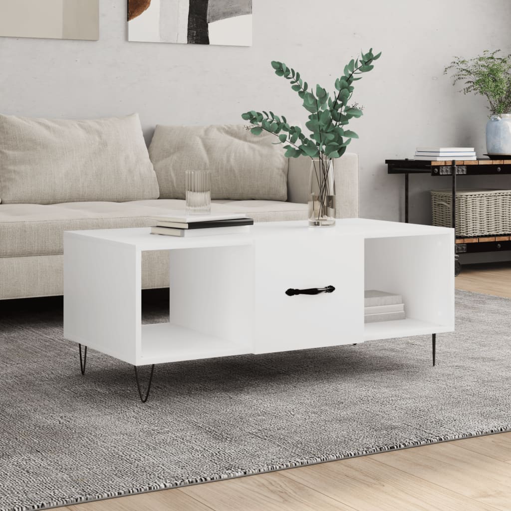 Table basse blanc 102x50x40 cm bois d'ingénierie - XIOS