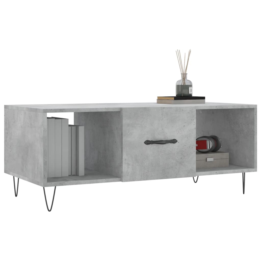 Table basse gris béton 102x50x40 cm bois d'ingénierie - XIOS