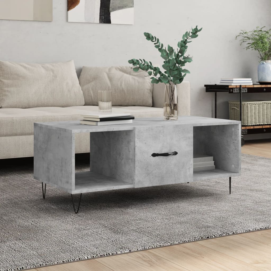 Table basse gris béton 102x50x40 cm bois d'ingénierie - XIOS