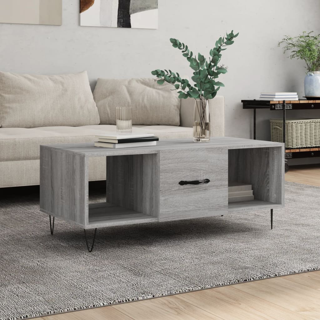 Table basse sonoma gris 102x50x40 cm bois d'ingénierie - XIOS