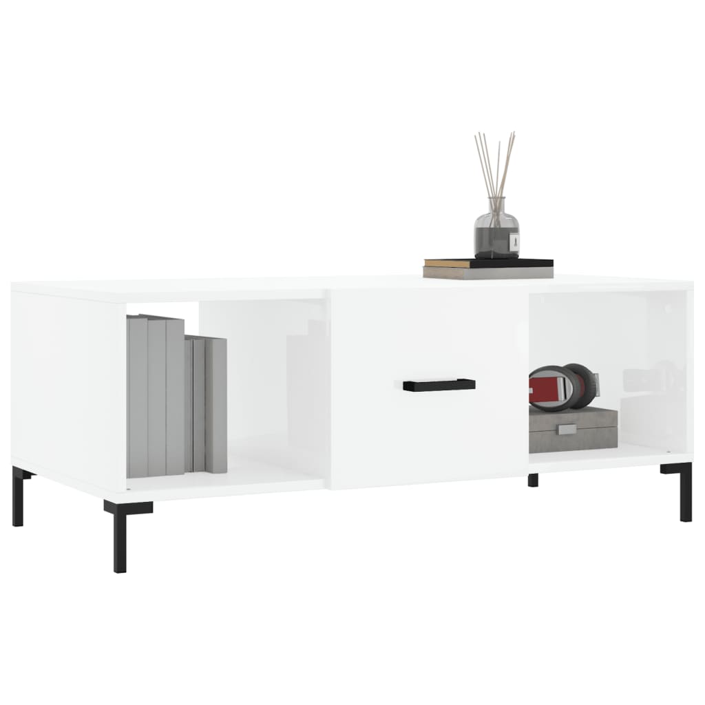 Table basse Blanc brillant 102x50x40 cm Bois d'ingénierie - XIOS