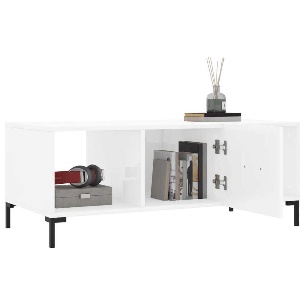 Table basse Blanc brillant 102x50x40 cm Bois d'ingénierie - XIOS