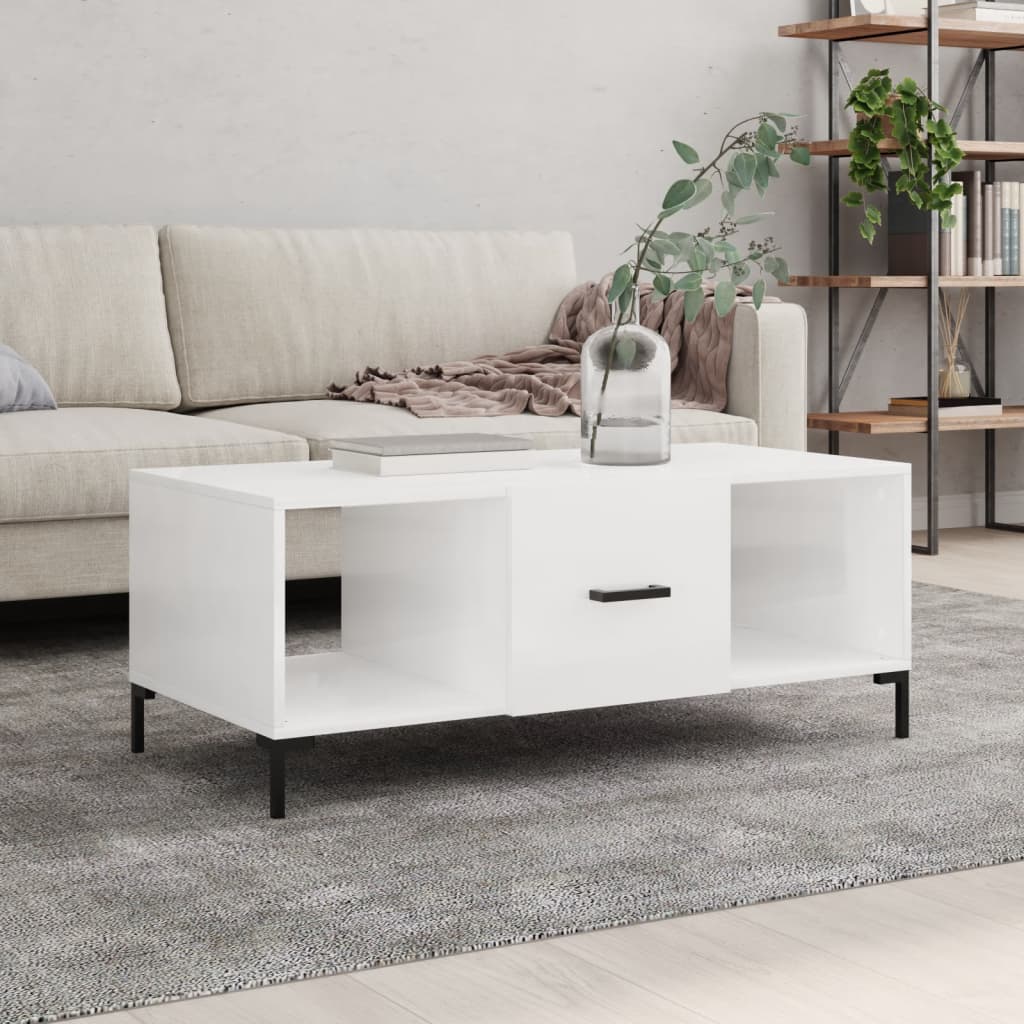 Table basse Blanc brillant 102x50x40 cm Bois d'ingénierie - XIOS