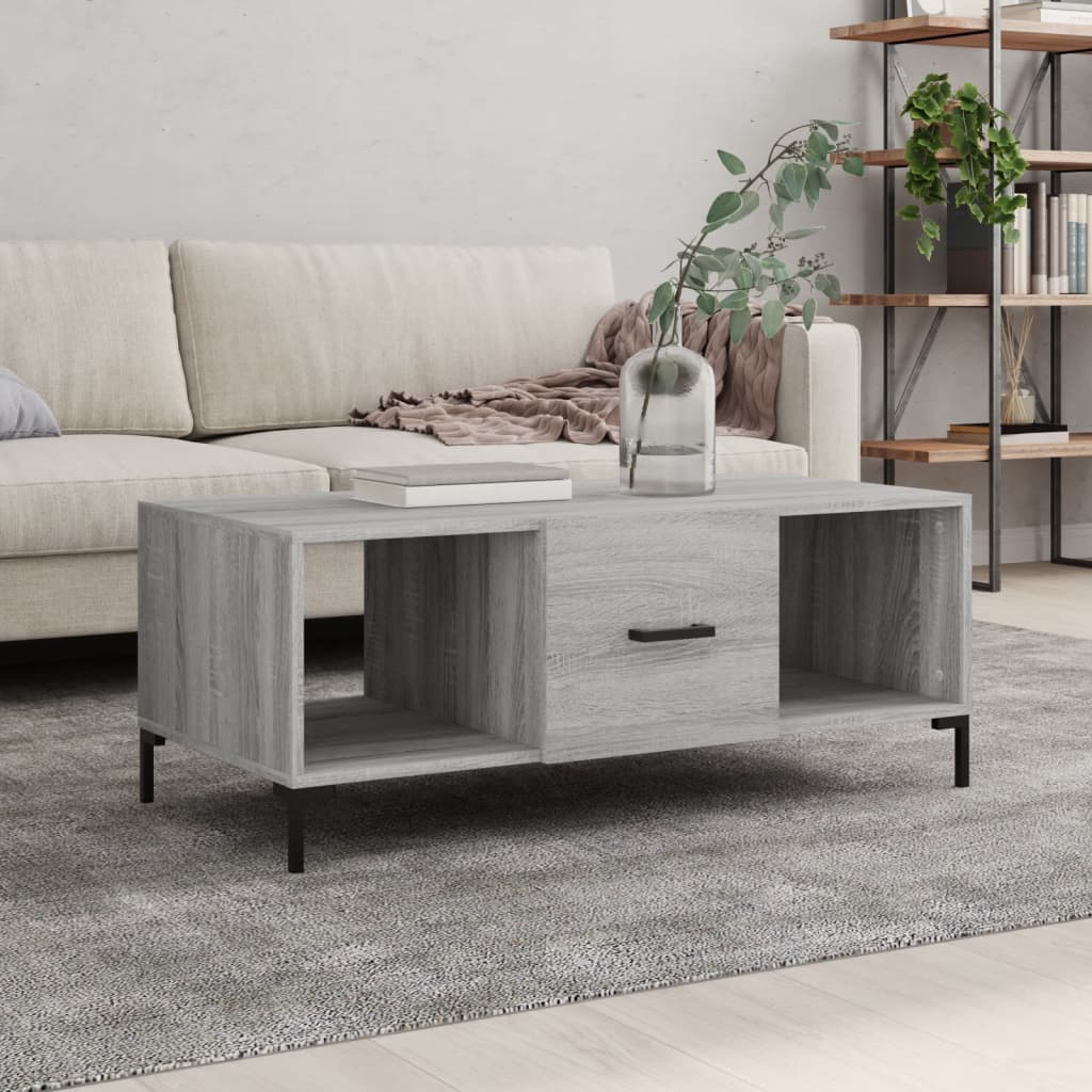 Table basse sonoma gris 102x50x40 cm bois d'ingénierie - XIOS
