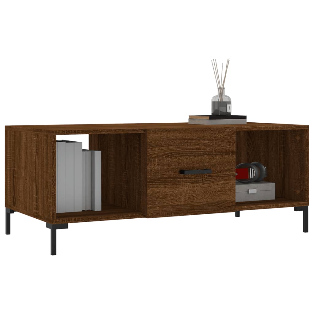 Table basse chêne marron 102x50x40 cm bois d'ingénierie - XIOS