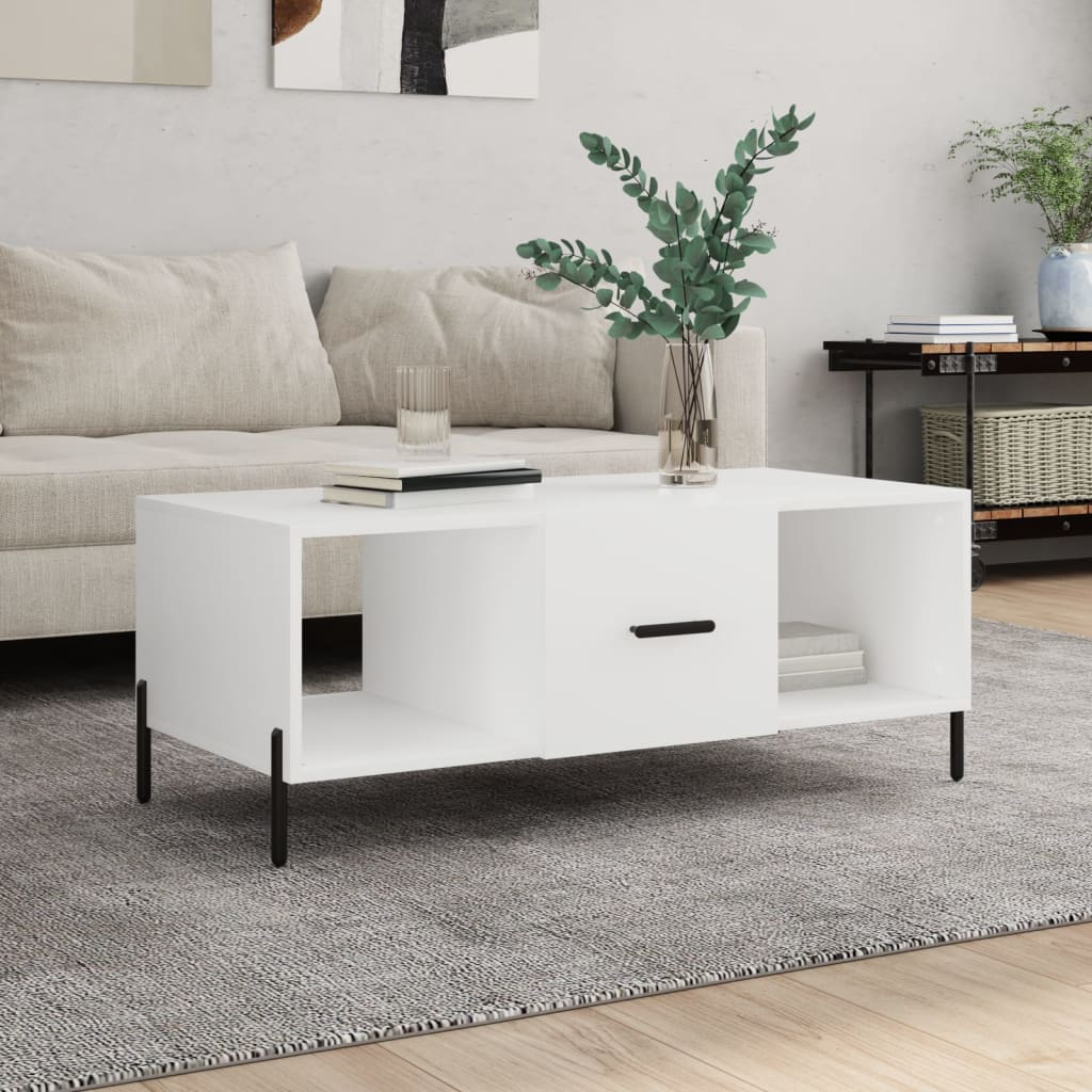 Table basse blanc 102x50x40 cm bois d'ingénierie - XIOS
