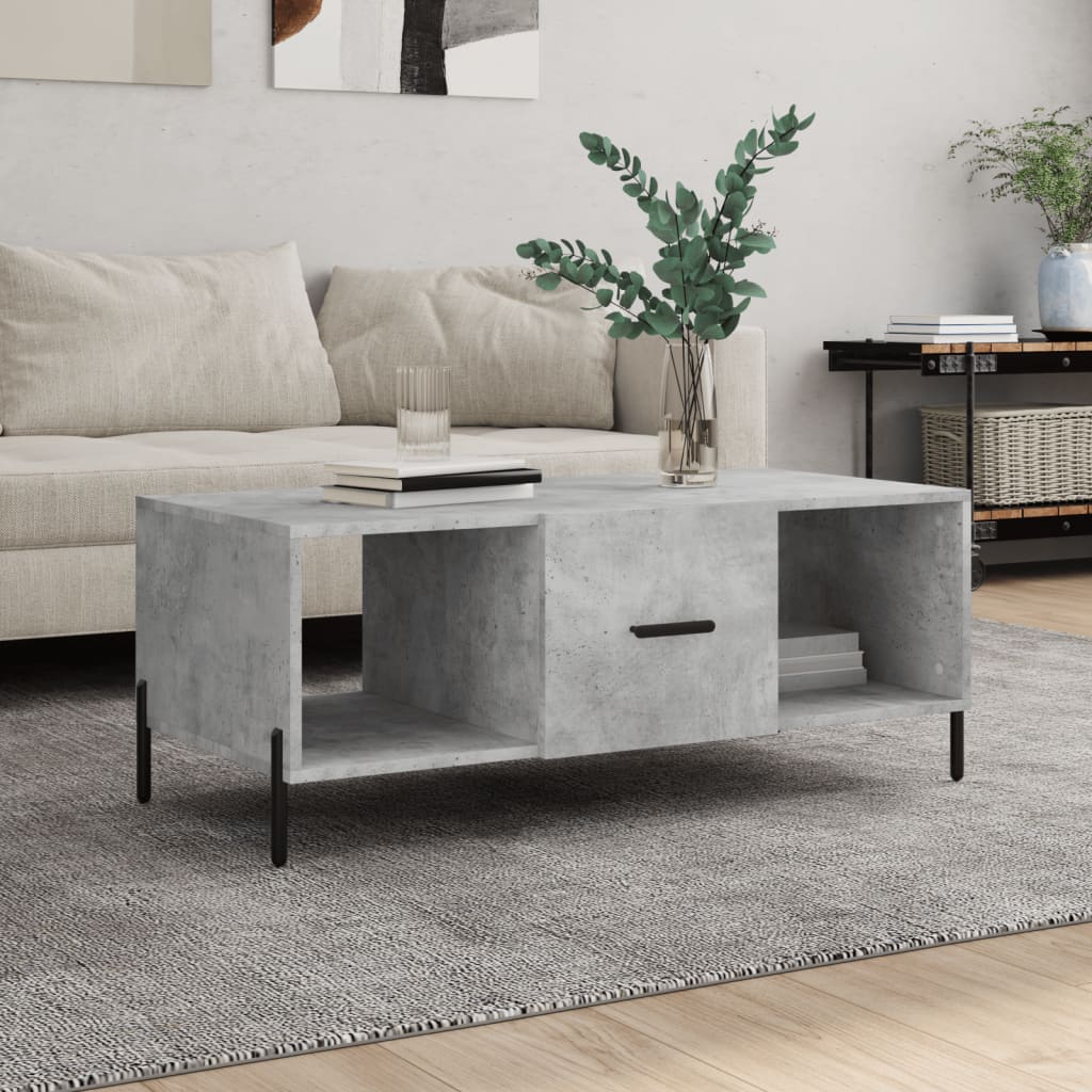 Table basse gris béton 102x50x40 cm bois d'ingénierie - XIOS