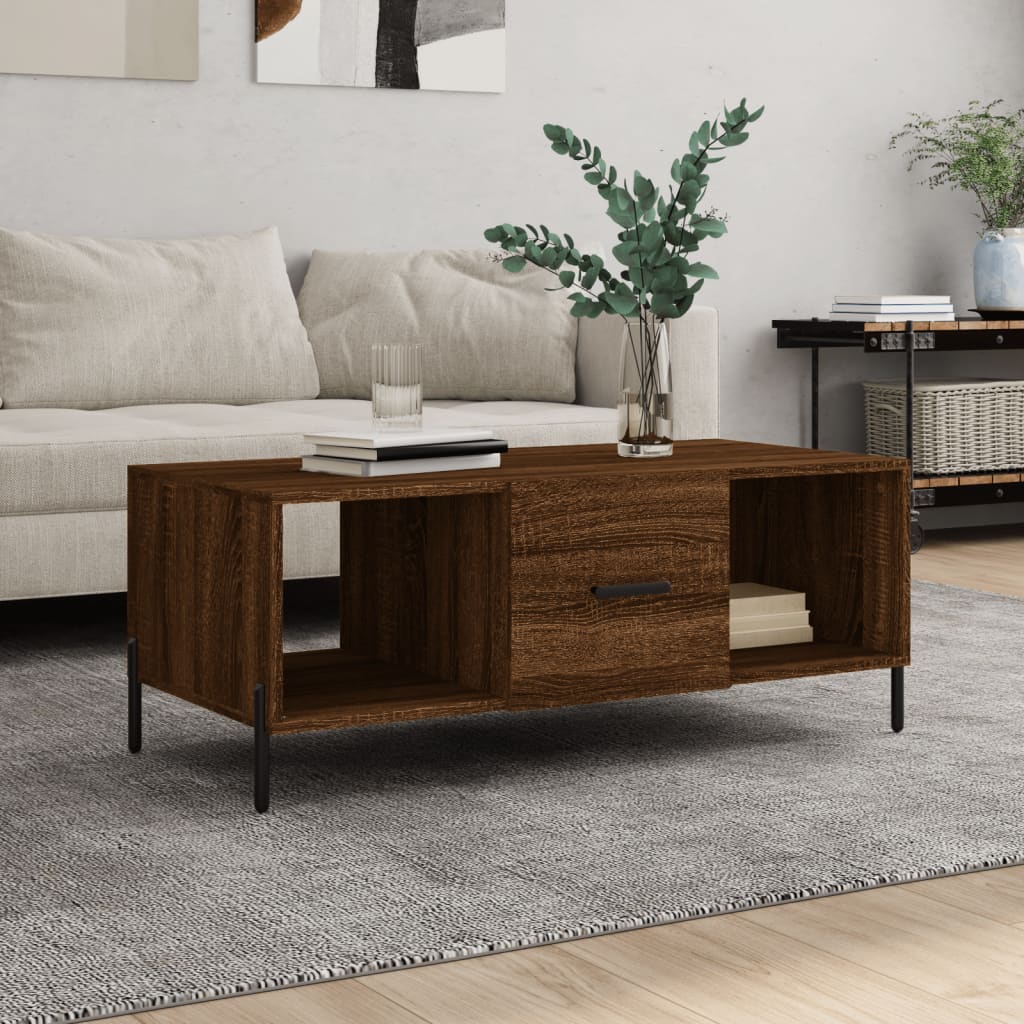 Table basse chêne marron 102x50x40 cm bois d'ingénierie - XIOS