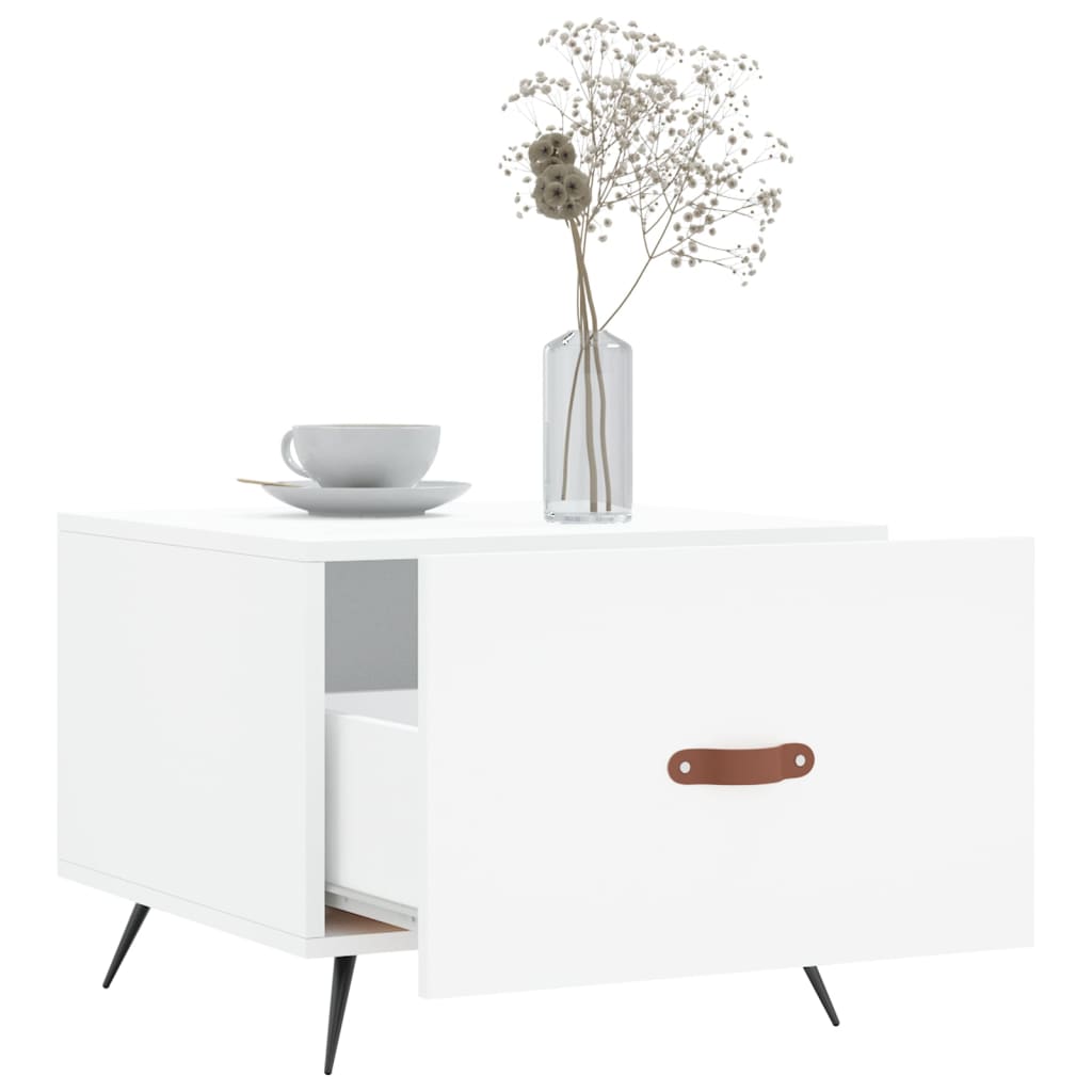 Table basse blanc 50x50x40 cm bois d'ingénierie - XIOS