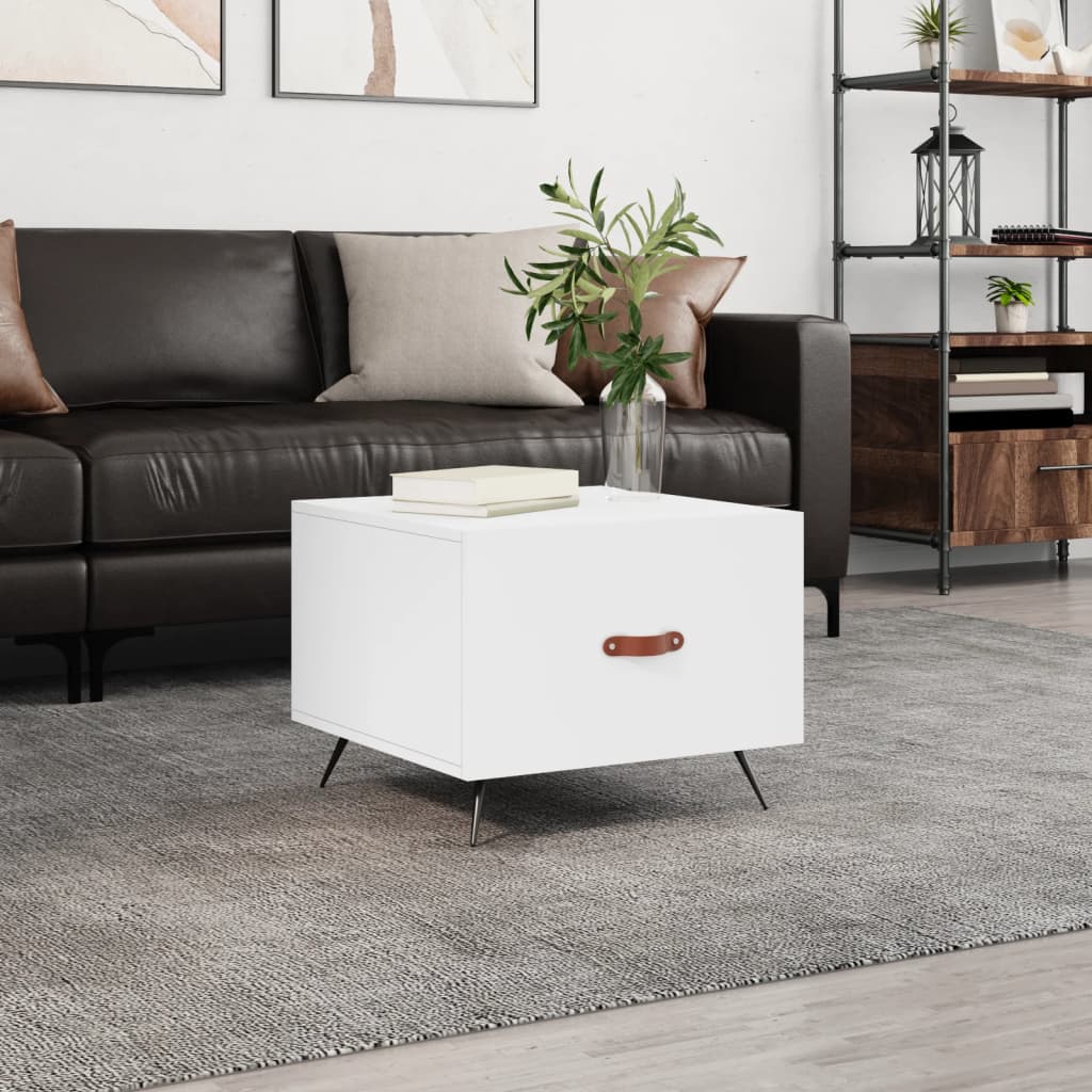 Table basse blanc 50x50x40 cm bois d'ingénierie - XIOS