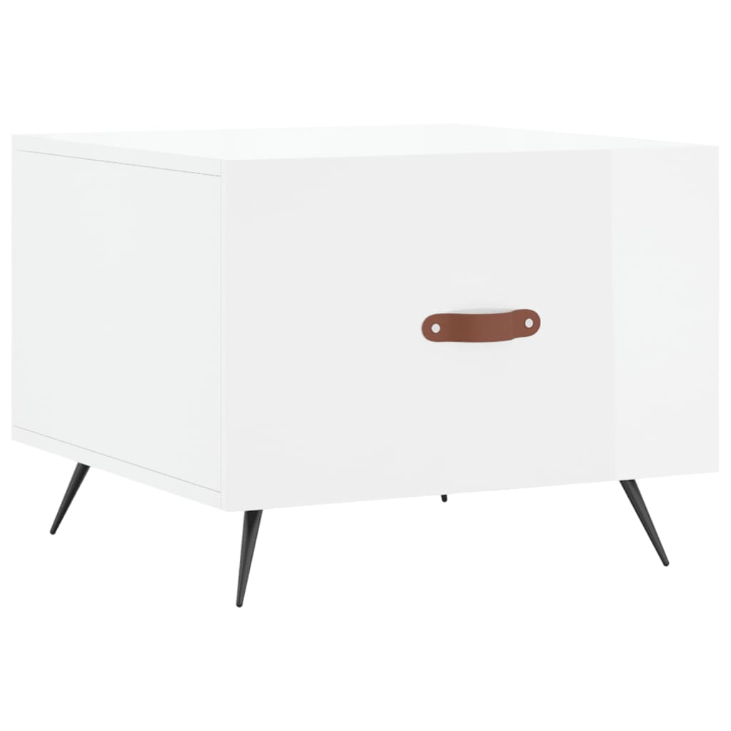 Table basse blanc brillant 50x50x40 cm bois d'ingénierie - XIOS