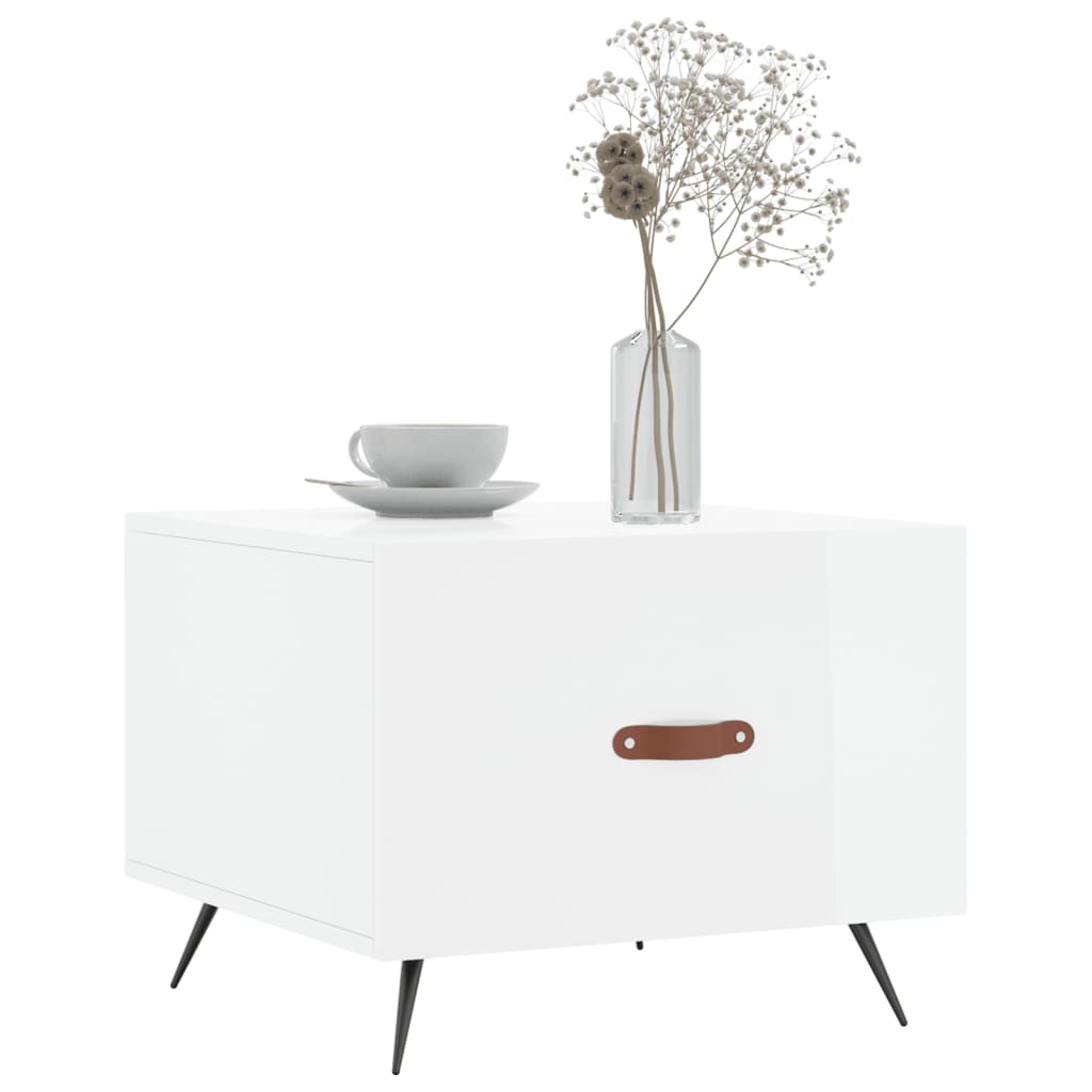 Table basse blanc brillant 50x50x40 cm bois d'ingénierie - XIOS