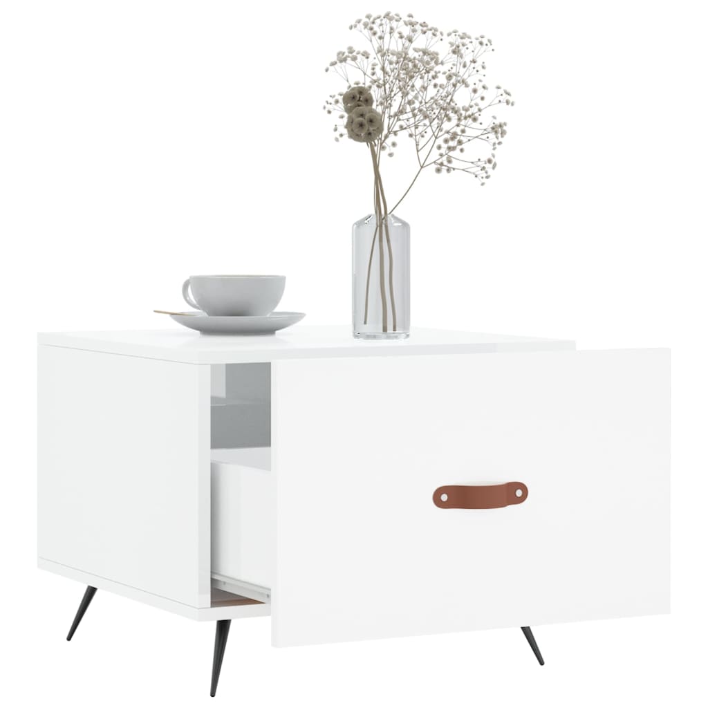 Table basse blanc brillant 50x50x40 cm bois d'ingénierie - XIOS