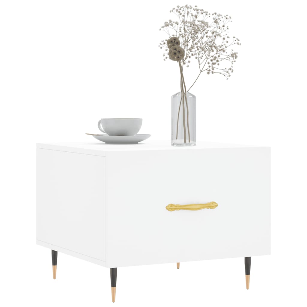 Table basse blanc 50x50x40 cm bois d'ingénierie - XIOS