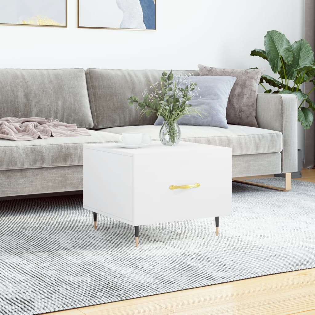Table basse blanc 50x50x40 cm bois d'ingénierie - XIOS