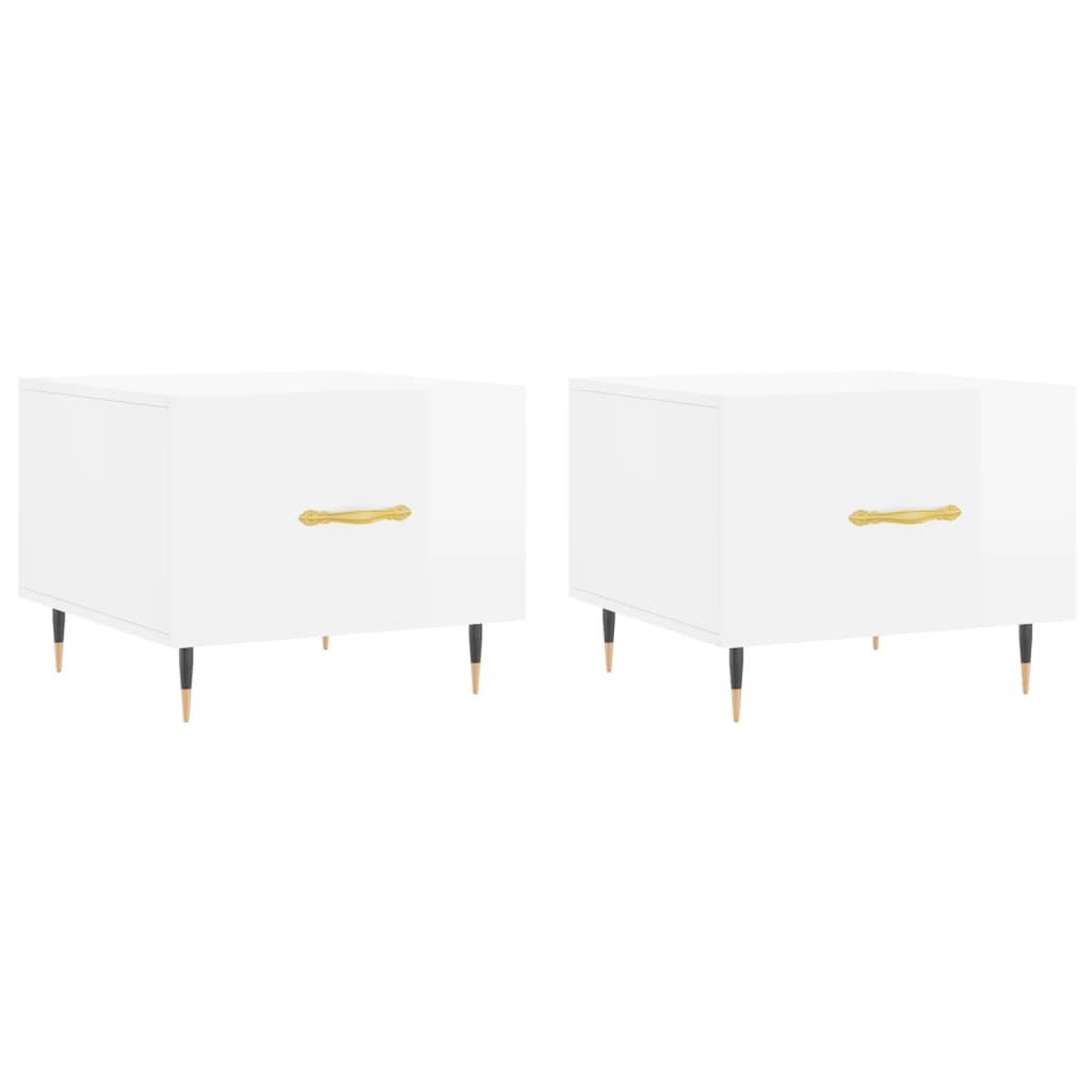 Tables basses 2 pcs blanc brillant 50x50x40cm bois d'ingénierie - XIOS