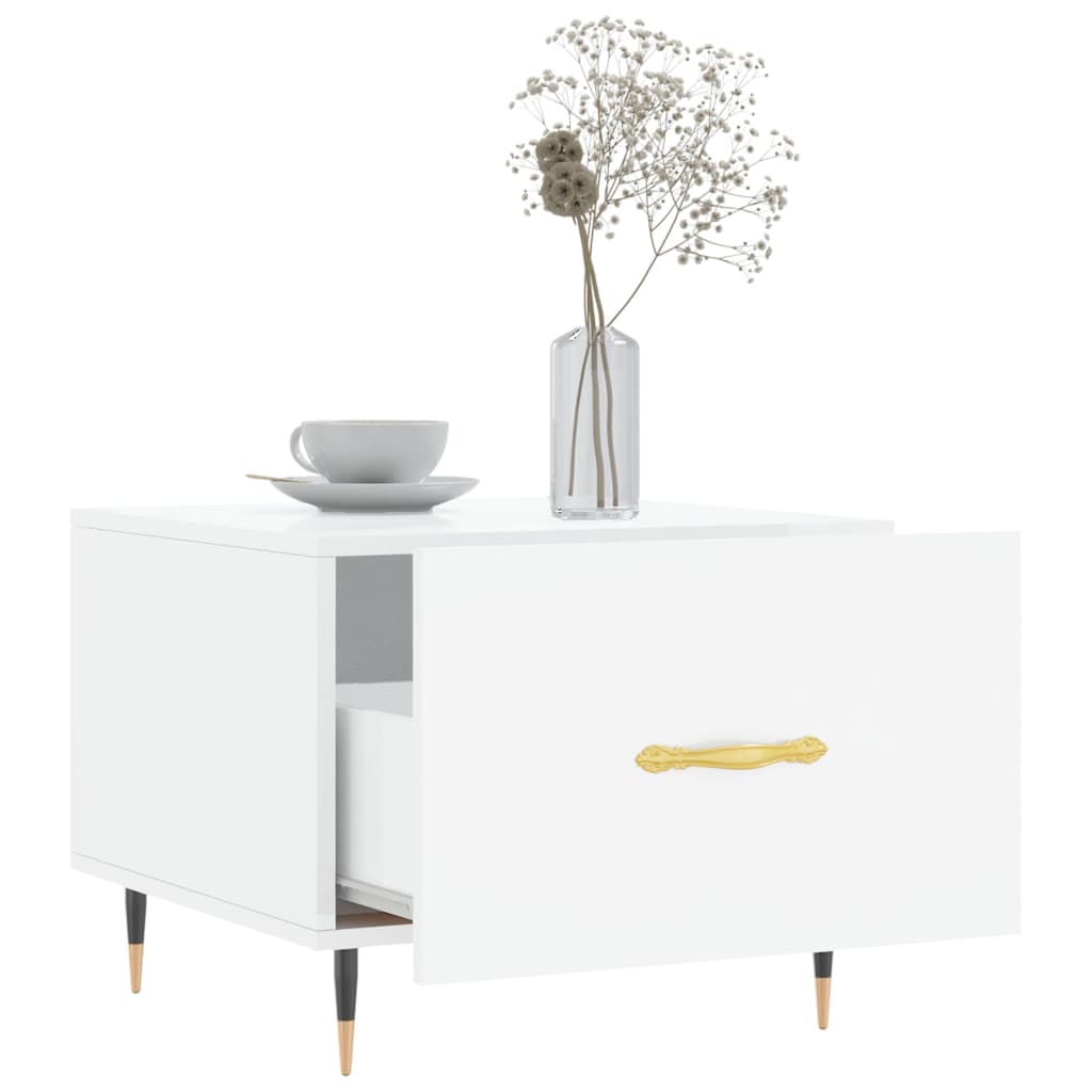Tables basses 2 pcs blanc brillant 50x50x40cm bois d'ingénierie - XIOS