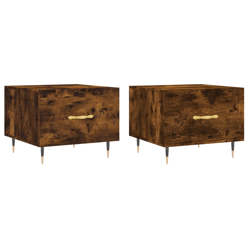 Tables basses 2 pcs chêne fumé 50x50x40 cm bois d'ingénierie - XIOS