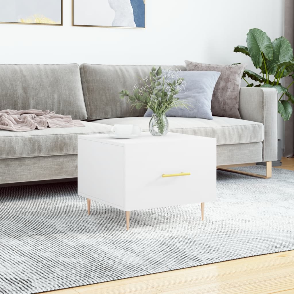 Table basse blanc 50x50x40 cm bois d'ingénierie - XIOS
