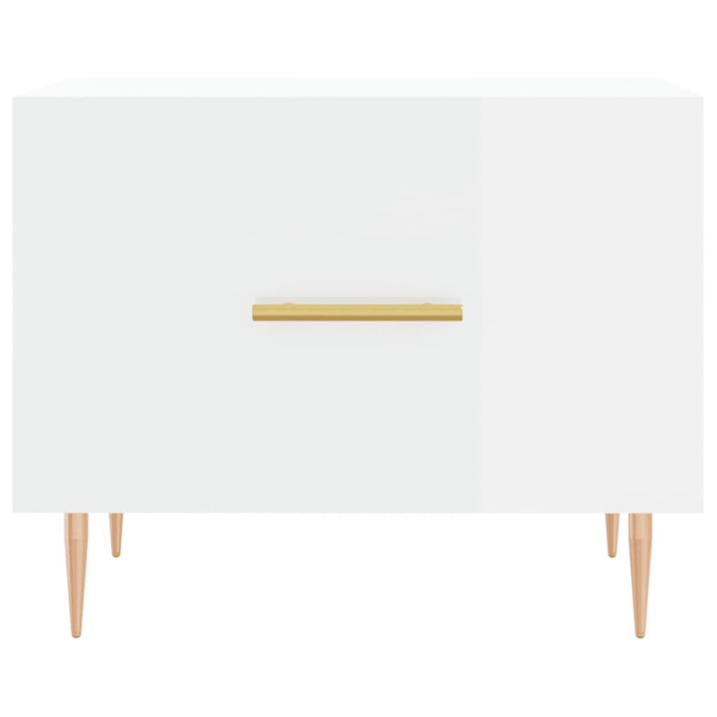 Table basse blanc brillant 50x50x40 cm bois d'ingénierie - XIOS