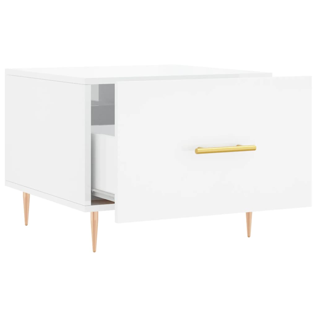 Table basse blanc brillant 50x50x40 cm bois d'ingénierie - XIOS