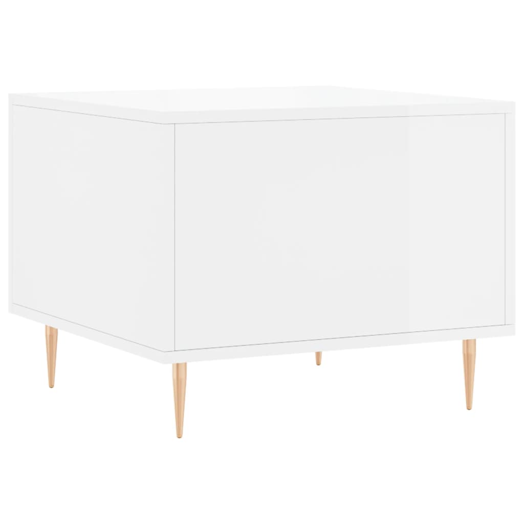 Table basse blanc brillant 50x50x40 cm bois d'ingénierie - XIOS