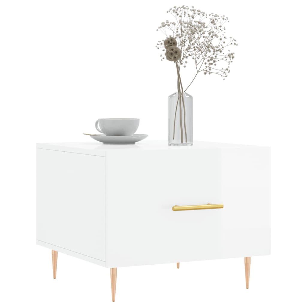 Tables basses 2 pcs blanc brillant 50x50x40cm bois d'ingénierie - XIOS