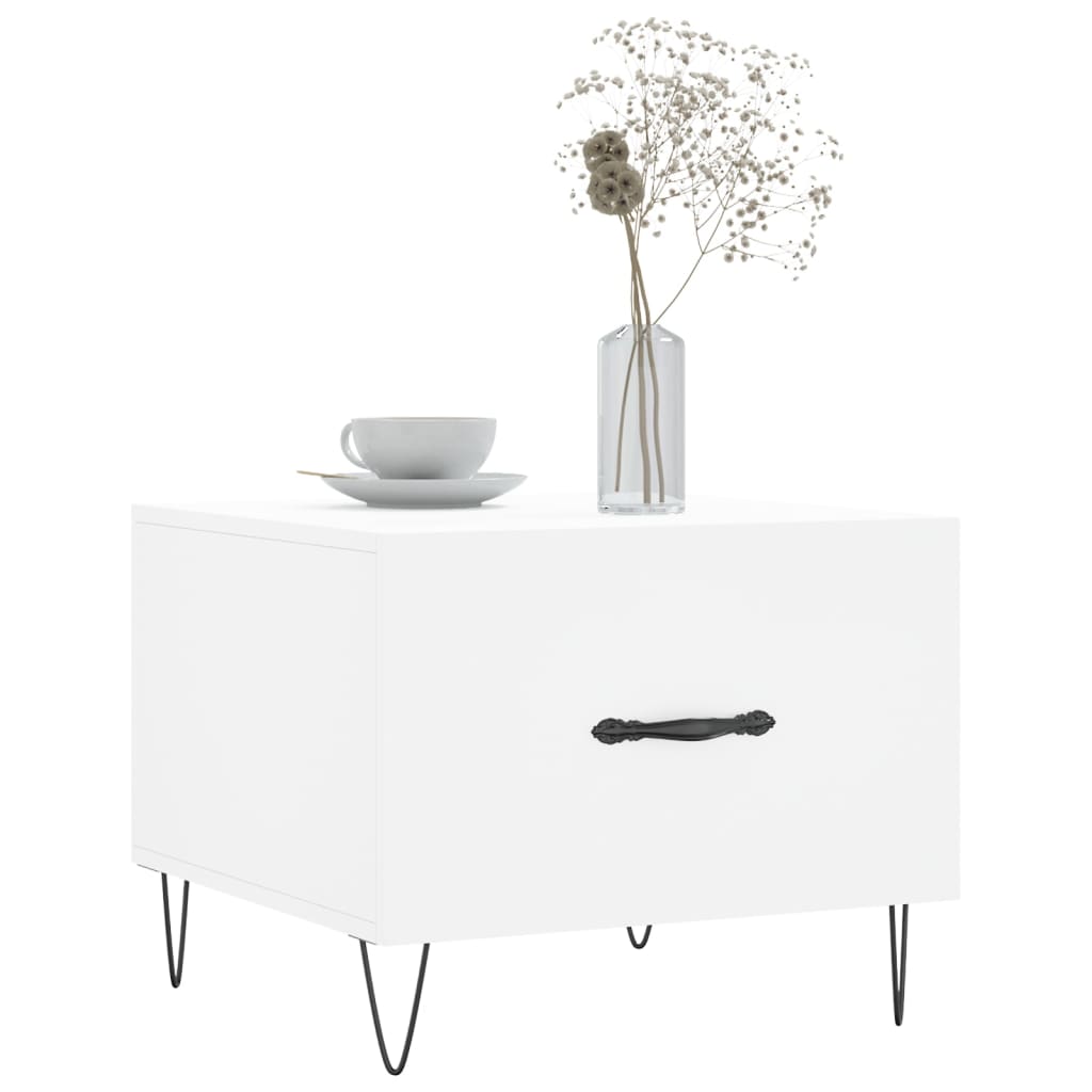 Table basse blanc 50x50x40 cm bois d'ingénierie - XIOS