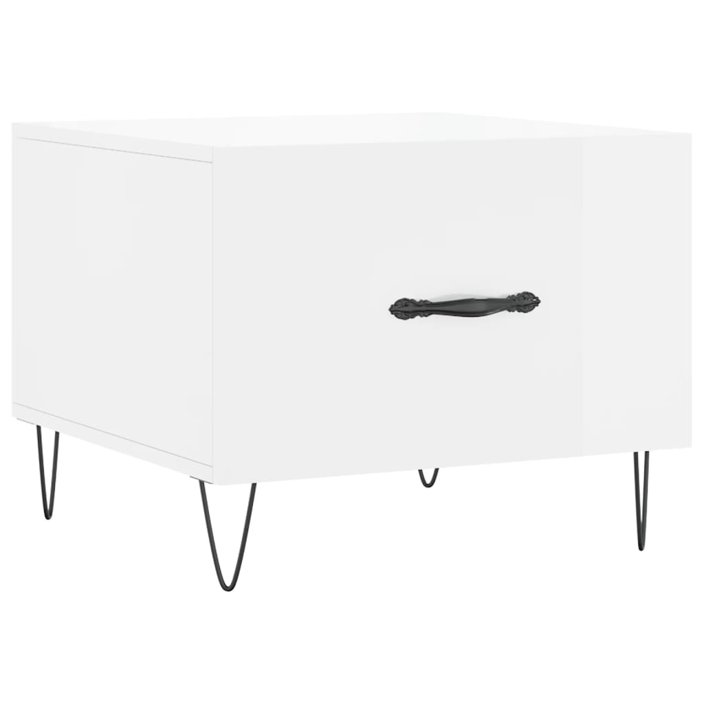 Table basse blanc brillant 50x50x40 cm bois d'ingénierie - XIOS
