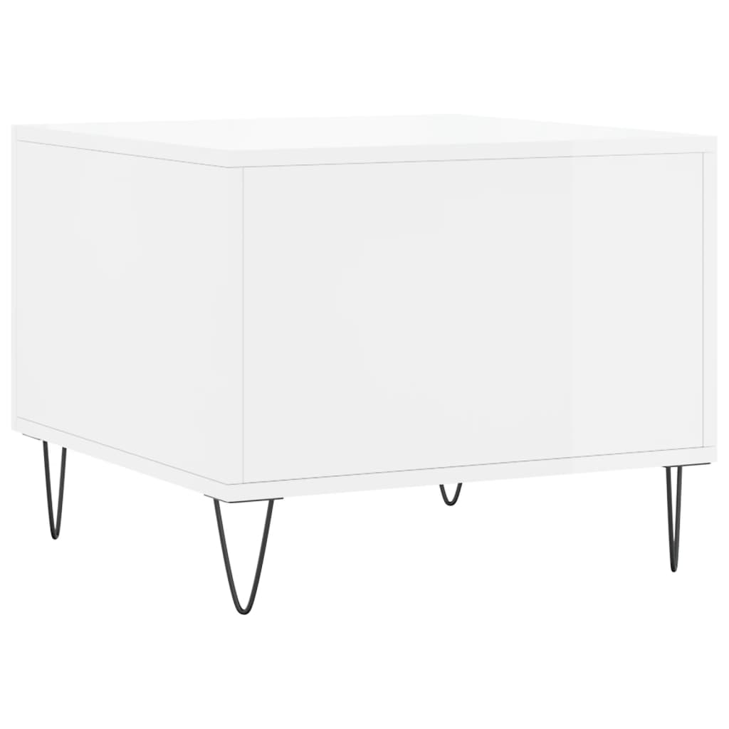 Table basse blanc brillant 50x50x40 cm bois d'ingénierie - XIOS