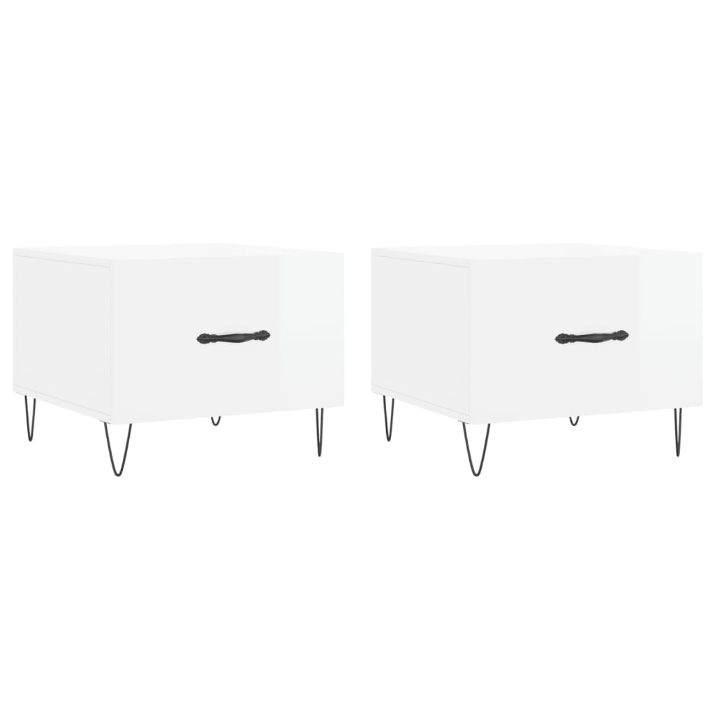 Tables basses 2 pcs blanc brillant 50x50x40cm bois d'ingénierie - XIOS