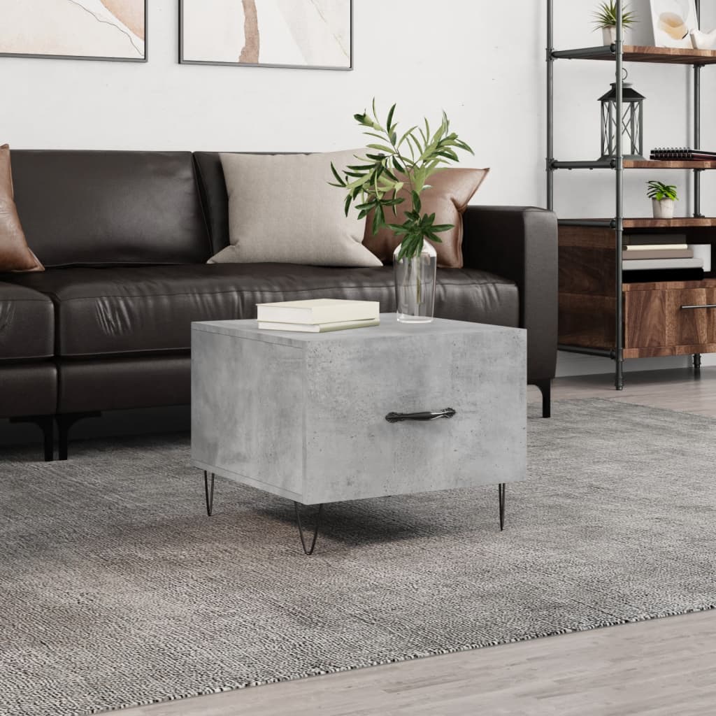 Table basse gris béton 50x50x40 cm bois d'ingénierie - XIOS