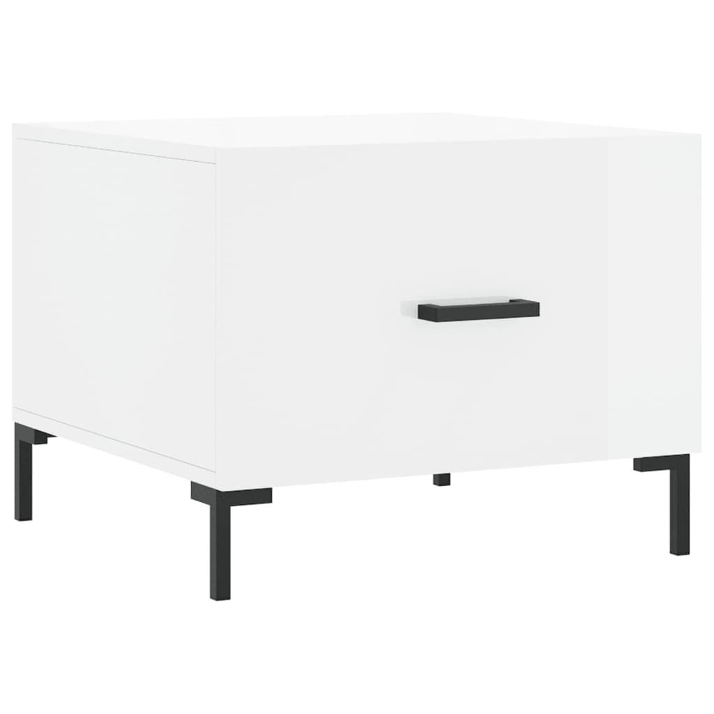 Table basse blanc brillant 50x50x40 cm bois d'ingénierie - XIOS