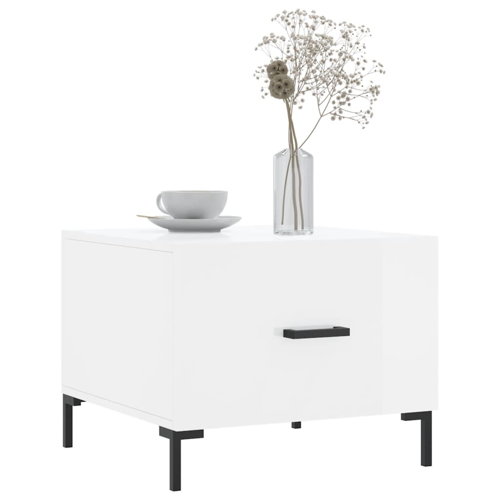 Table basse blanc brillant 50x50x40 cm bois d'ingénierie - XIOS
