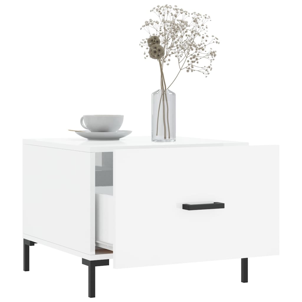 Table basse blanc brillant 50x50x40 cm bois d'ingénierie - XIOS