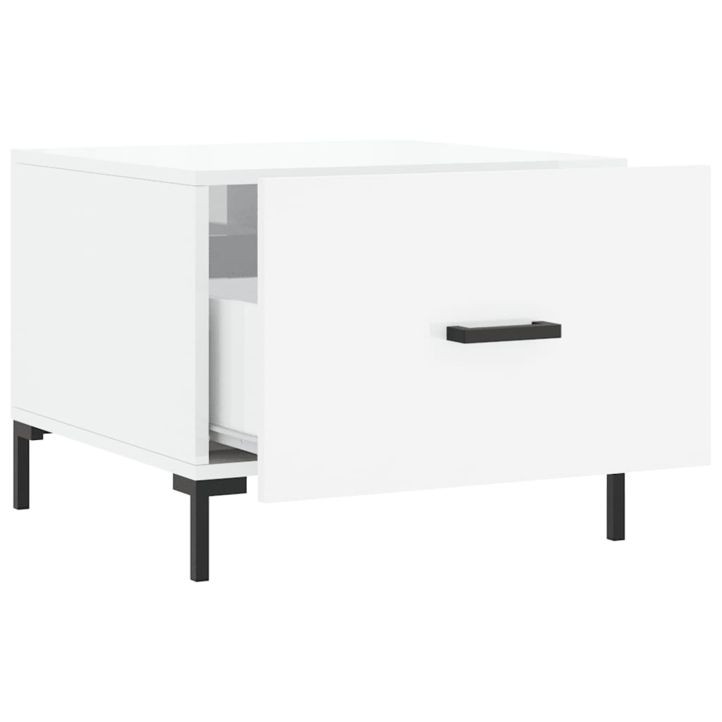 Table basse blanc brillant 50x50x40 cm bois d'ingénierie - XIOS