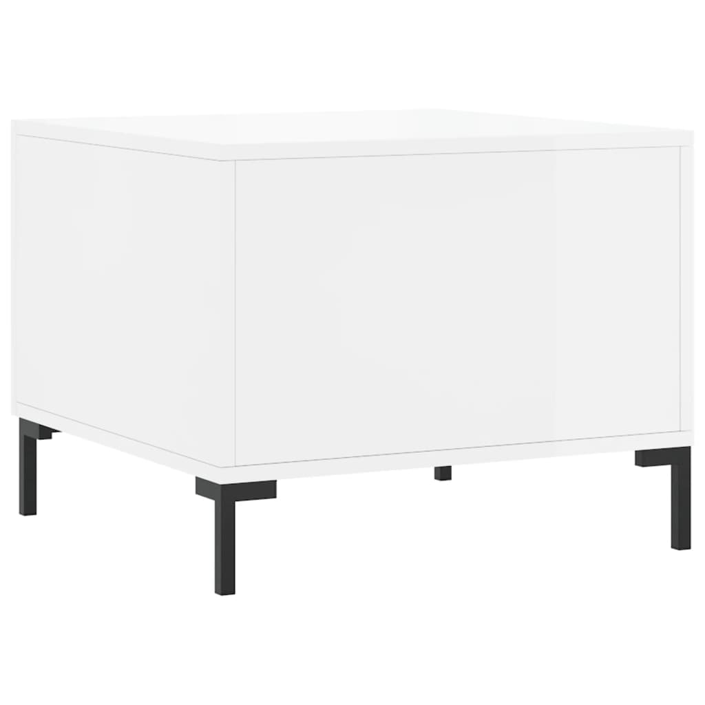 Table basse blanc brillant 50x50x40 cm bois d'ingénierie - XIOS