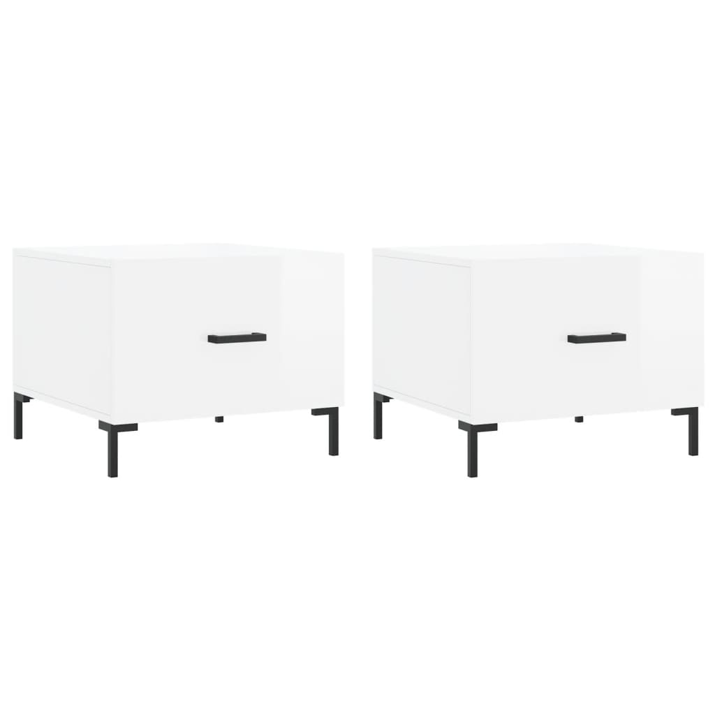 Tables basses 2 pcs blanc brillant 50x50x40cm bois d'ingénierie - XIOS