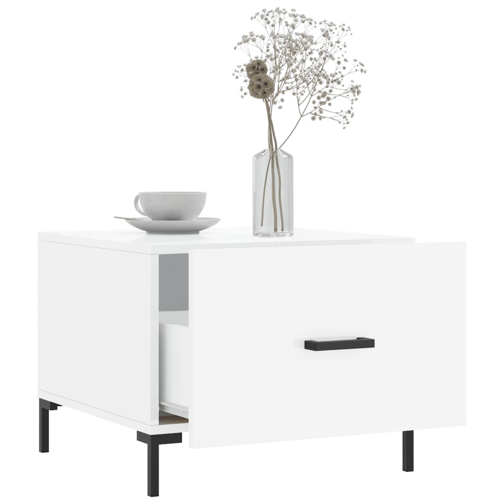 Tables basses 2 pcs blanc brillant 50x50x40cm bois d'ingénierie - XIOS