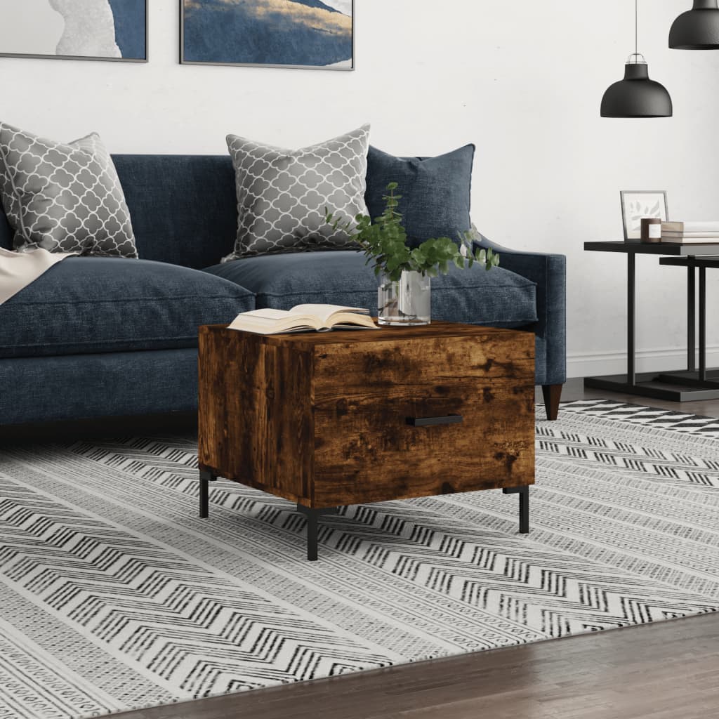 Table basse Chêne fumé 50x50x40 cm Bois d'ingénierie - XIOS