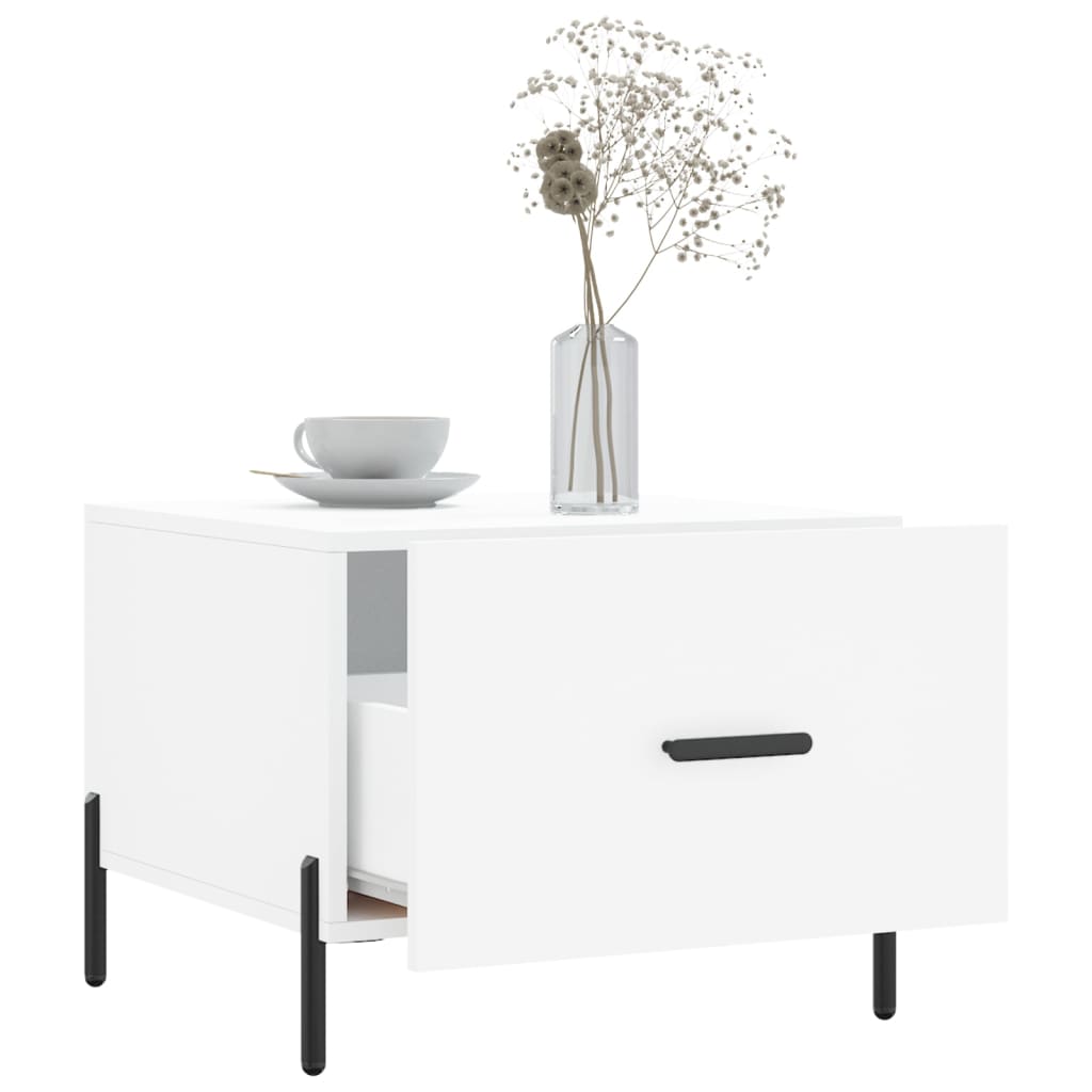 Table basse blanc 50x50x40 cm bois d'ingénierie - XIOS