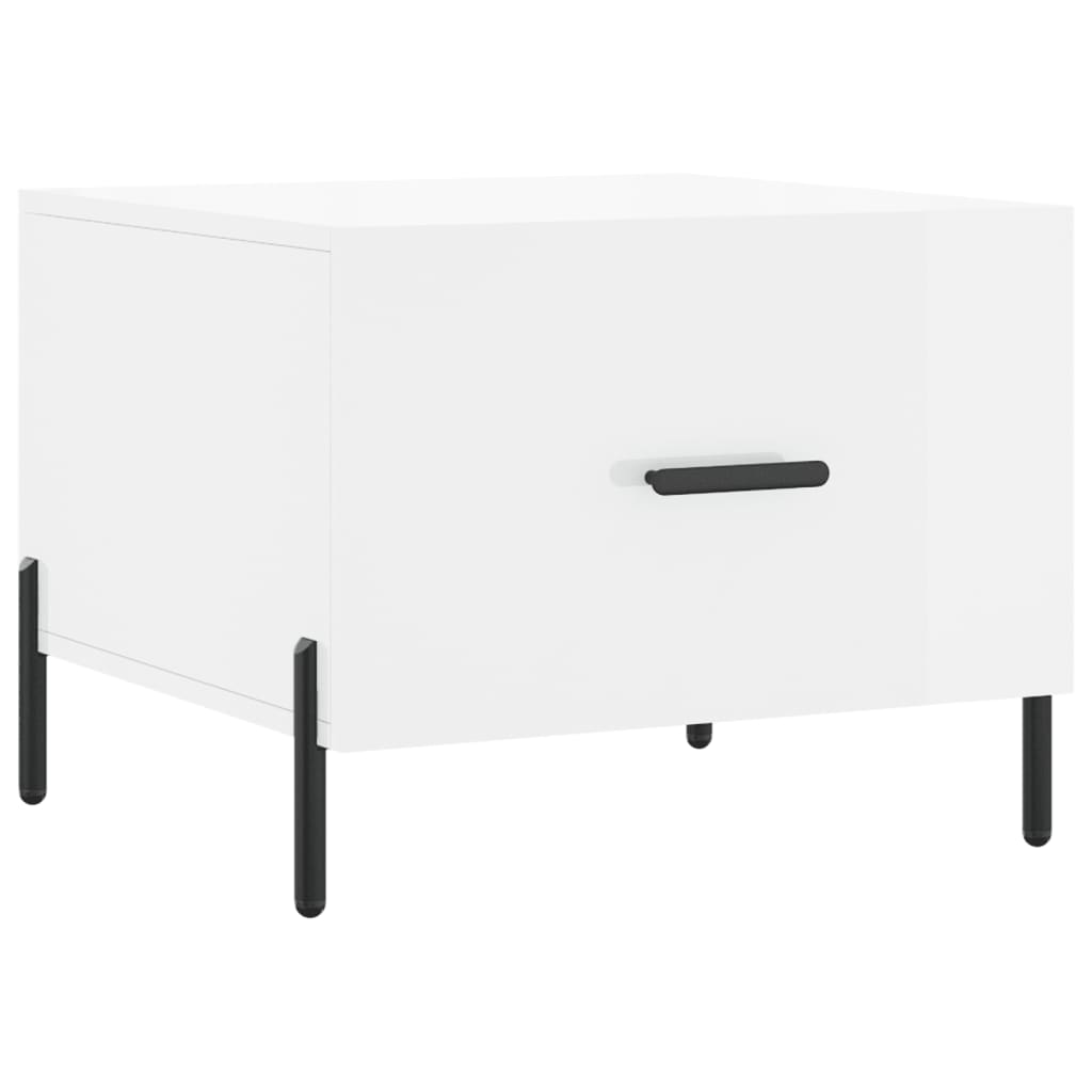 Table basse blanc brillant 50x50x40 cm bois d'ingénierie - XIOS