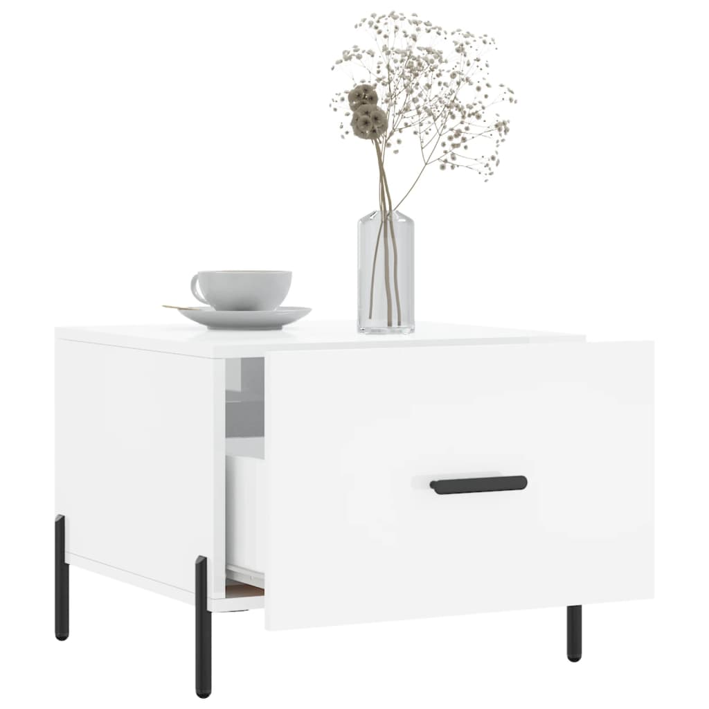 Table basse blanc brillant 50x50x40 cm bois d'ingénierie - XIOS
