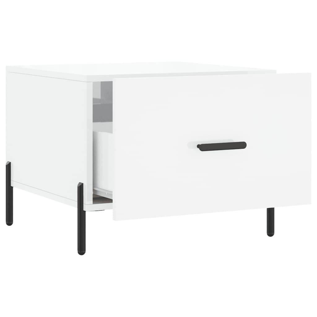 Table basse blanc brillant 50x50x40 cm bois d'ingénierie - XIOS