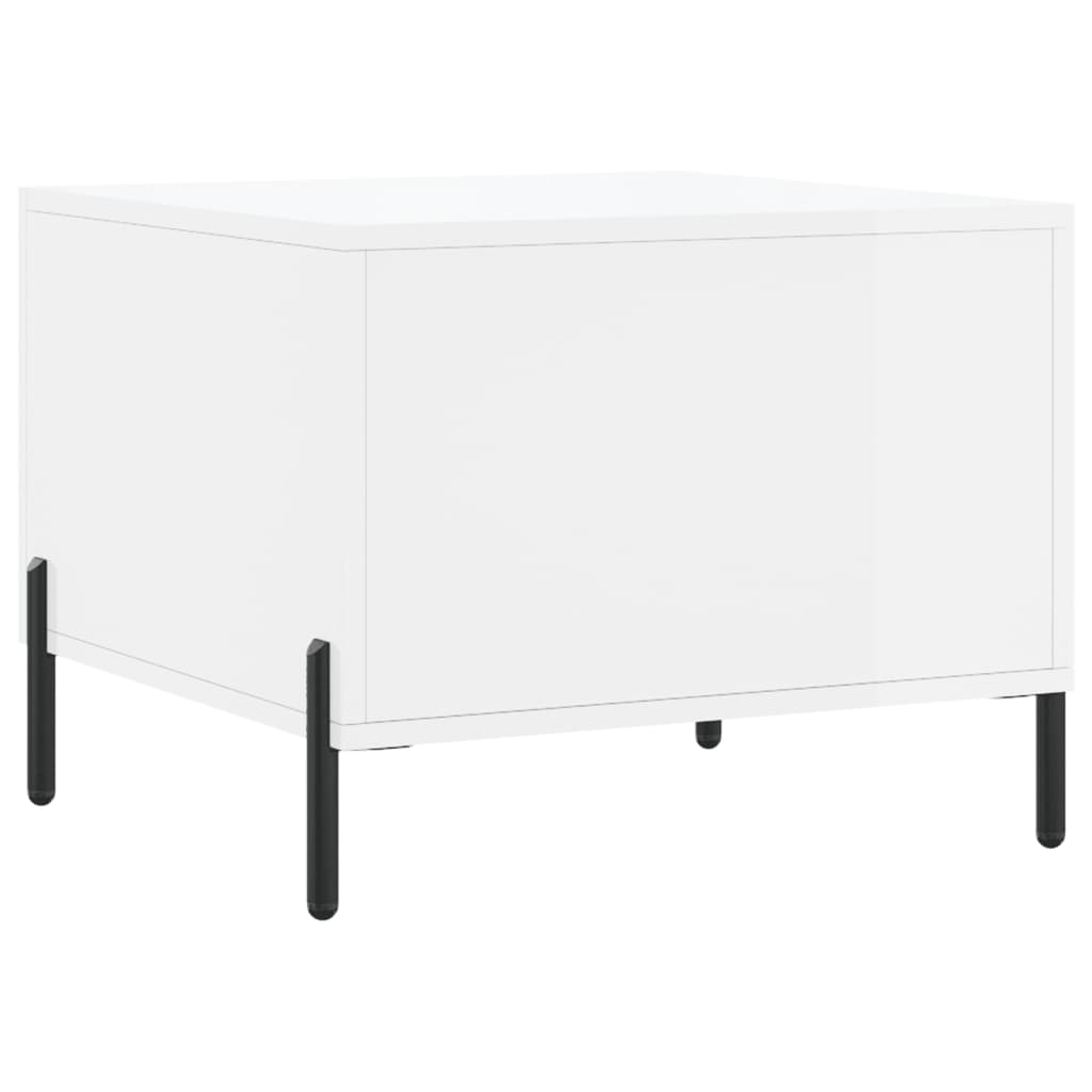 Table basse blanc brillant 50x50x40 cm bois d'ingénierie - XIOS