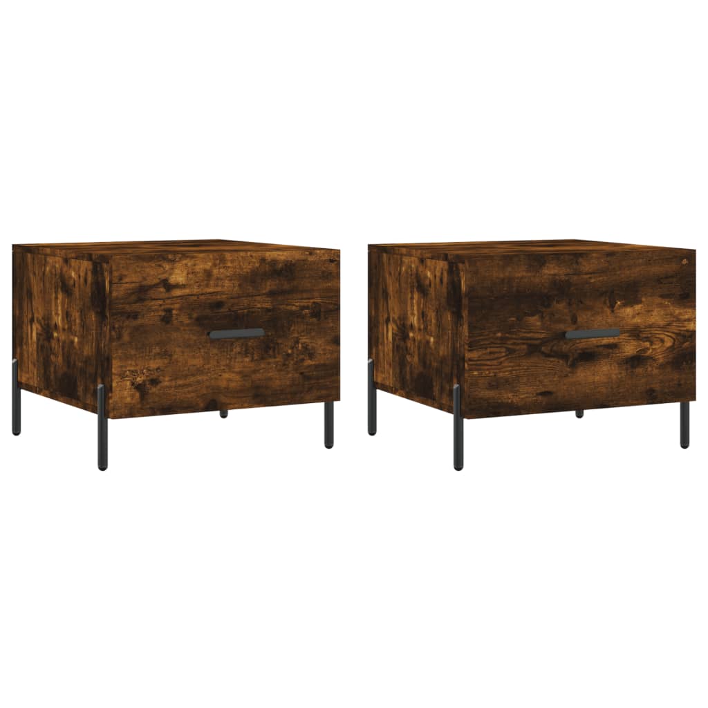 Tables basses 2 pcs chêne fumé 50x50x40 cm bois d'ingénierie - XIOS