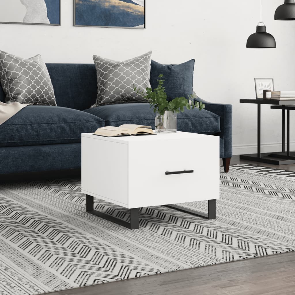 Table basse blanc 50x50x40 cm bois d'ingénierie - XIOS