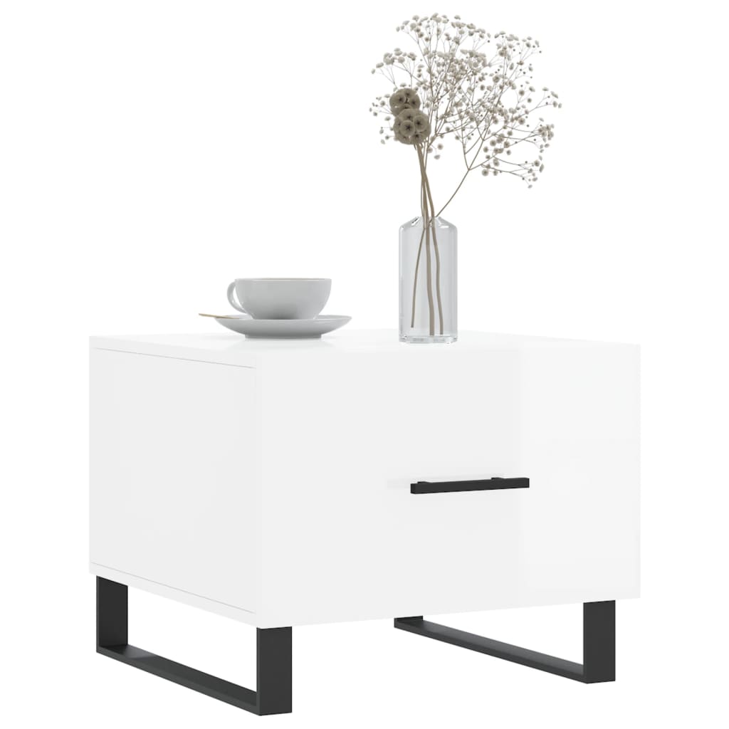 Tables basses 2 pcs blanc brillant 50x50x40cm bois d'ingénierie - XIOS