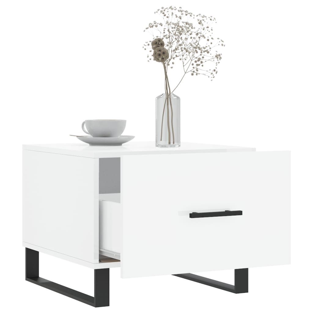 Tables basses 2 pcs blanc brillant 50x50x40cm bois d'ingénierie - XIOS