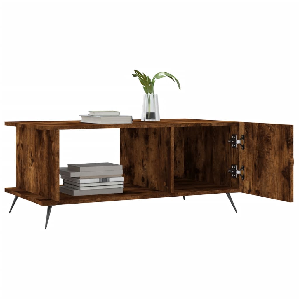 Table basse chêne fumé 90x50x40 cm bois d'ingénierie - XIOS